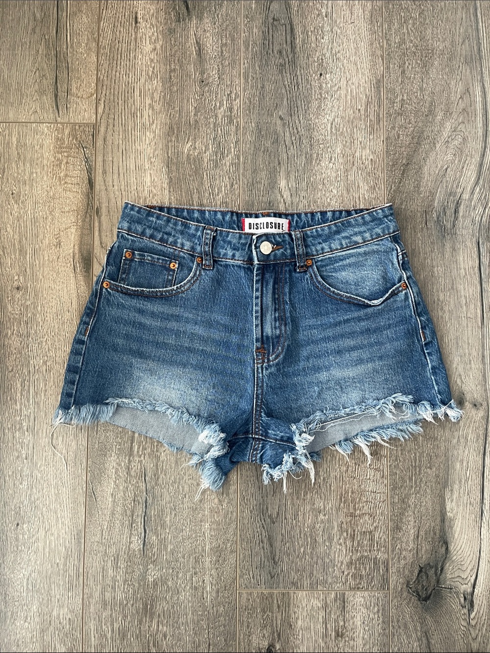 Disclosure Women's Mid-Rise Frayed Hem Denim Shorts in Blue